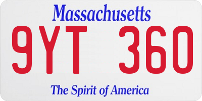 MA license plate 9YT360