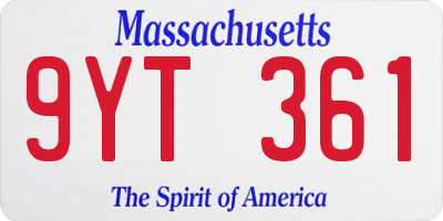 MA license plate 9YT361