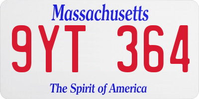 MA license plate 9YT364