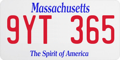 MA license plate 9YT365