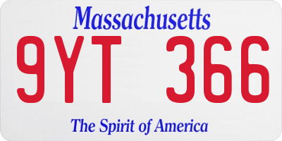 MA license plate 9YT366