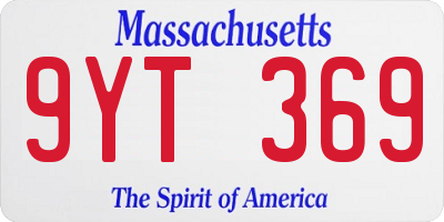 MA license plate 9YT369