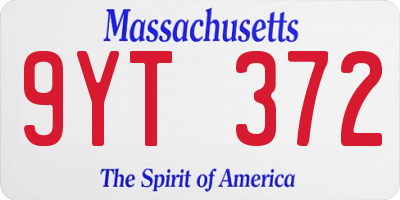 MA license plate 9YT372