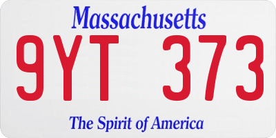 MA license plate 9YT373
