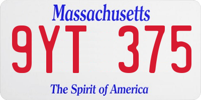 MA license plate 9YT375