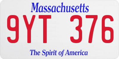 MA license plate 9YT376