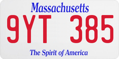 MA license plate 9YT385
