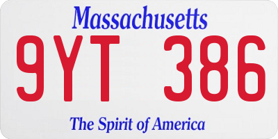 MA license plate 9YT386