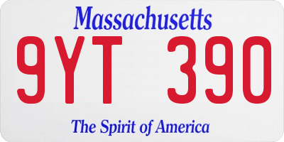 MA license plate 9YT390