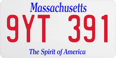 MA license plate 9YT391