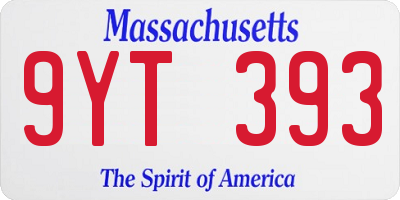 MA license plate 9YT393
