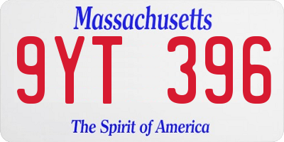 MA license plate 9YT396