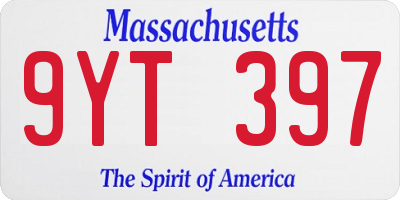MA license plate 9YT397