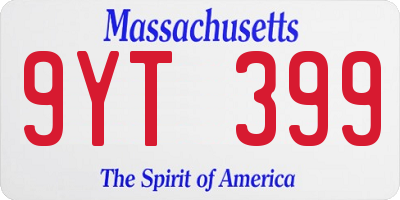 MA license plate 9YT399