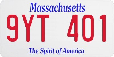 MA license plate 9YT401