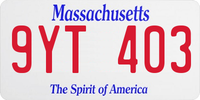 MA license plate 9YT403