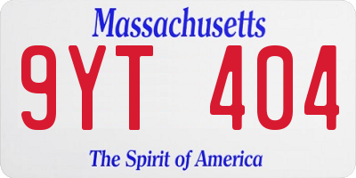 MA license plate 9YT404