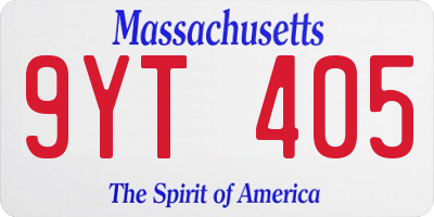 MA license plate 9YT405