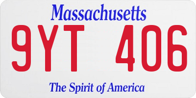 MA license plate 9YT406