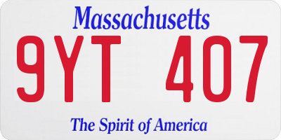 MA license plate 9YT407