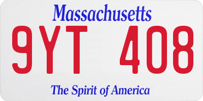 MA license plate 9YT408