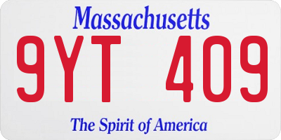 MA license plate 9YT409
