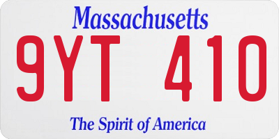 MA license plate 9YT410