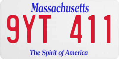 MA license plate 9YT411