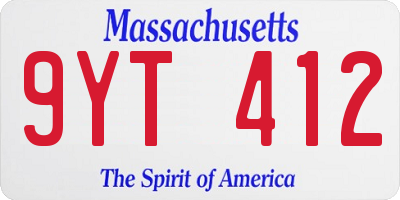 MA license plate 9YT412