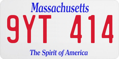 MA license plate 9YT414