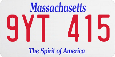 MA license plate 9YT415