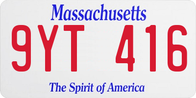 MA license plate 9YT416