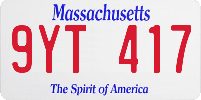 MA license plate 9YT417