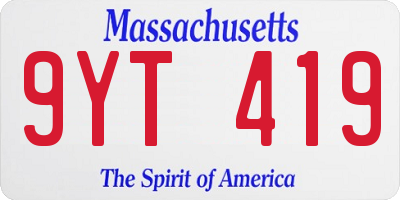 MA license plate 9YT419