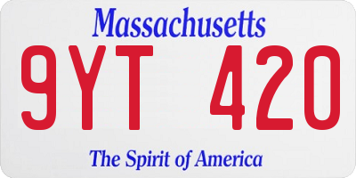 MA license plate 9YT420