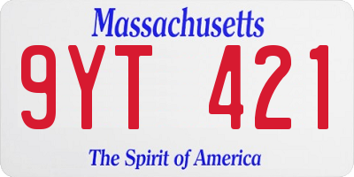MA license plate 9YT421