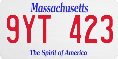 MA license plate 9YT423