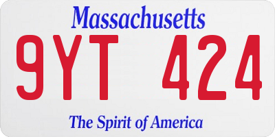 MA license plate 9YT424