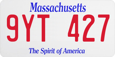 MA license plate 9YT427