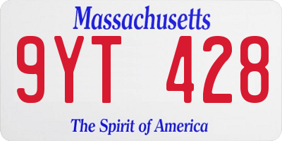 MA license plate 9YT428