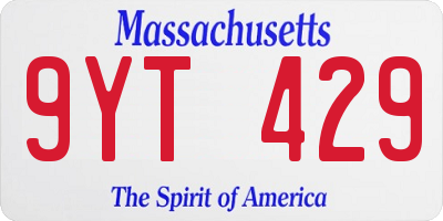 MA license plate 9YT429