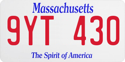 MA license plate 9YT430