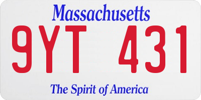 MA license plate 9YT431