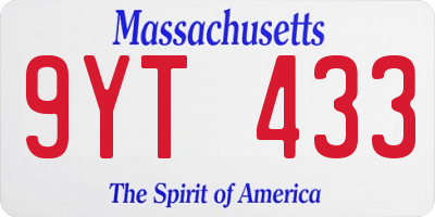 MA license plate 9YT433