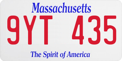 MA license plate 9YT435