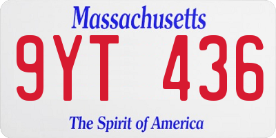 MA license plate 9YT436