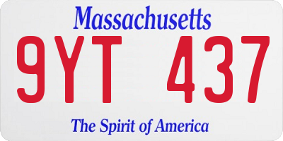 MA license plate 9YT437