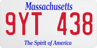 MA license plate 9YT438