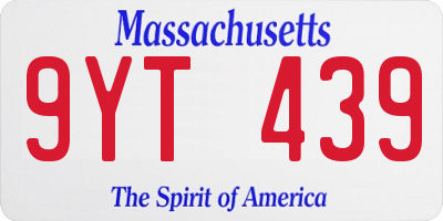 MA license plate 9YT439