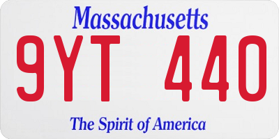 MA license plate 9YT440